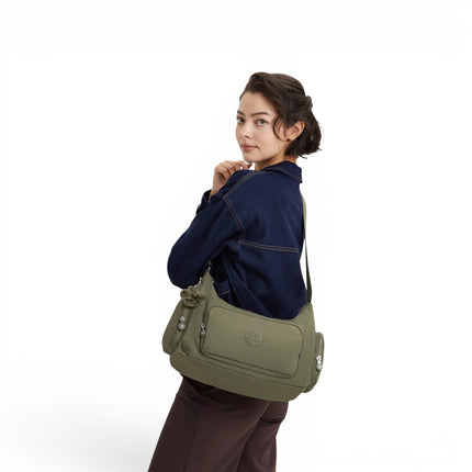 Borsa a Spalla Multitasche in Tessuto Verde Sage | Kipling GABBINA ALMOST SAGE Kipling 