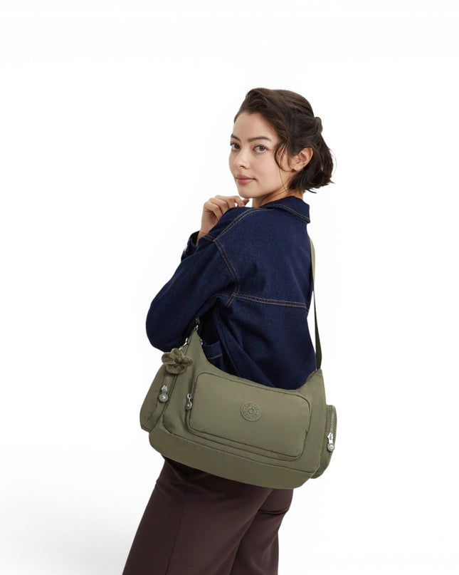 Borsa a Spalla Multitasche in Tessuto Verde Sage | Kipling GABBINA ALMOST SAGE Kipling 