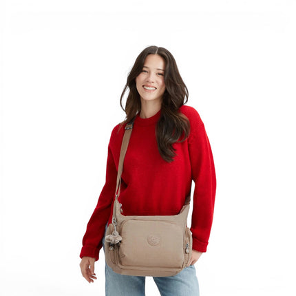 Borsa con Tracolla Multitasche in Tessuto Beige | Kipling GABB TAN BEIGE Kipling 