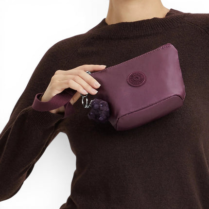 Borsello Pochette con Manetta in Tessuto Laminato Vino | Kipling NAOMI POUCH S GRAPE WINE MET Kipling 