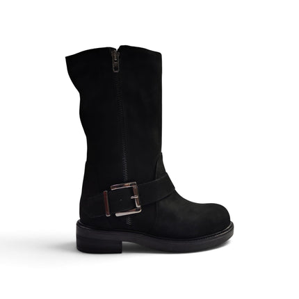 Stivale Donna Biker in Camoscio Nero | Luis Anne MARY B2 BLACK Luis Anne 