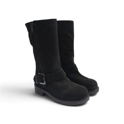 Stivale Donna Biker in Camoscio Nero | Luis Anne MARY B2 BLACK Luis Anne 
