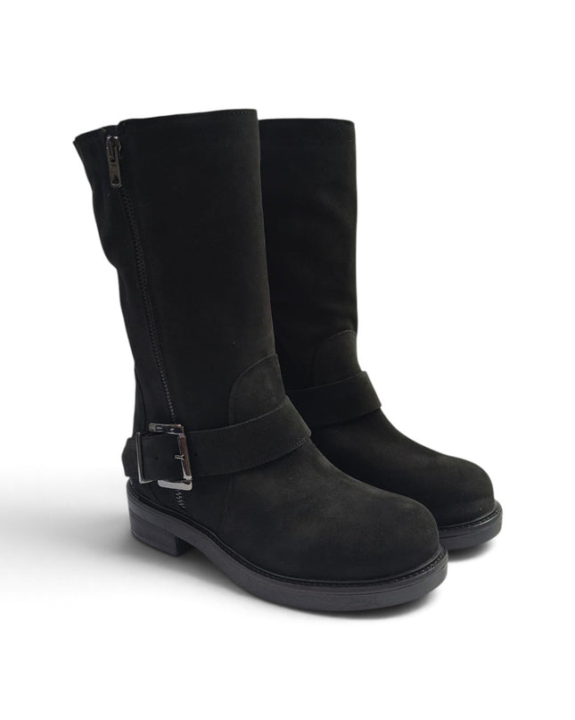 Stivale Donna Biker in Camoscio Nero | Luis Anne MARY B2 BLACK Luis Anne 