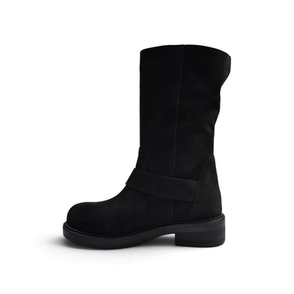 Stivale Donna Biker in Camoscio Nero | Luis Anne MARY B2 BLACK Luis Anne 
