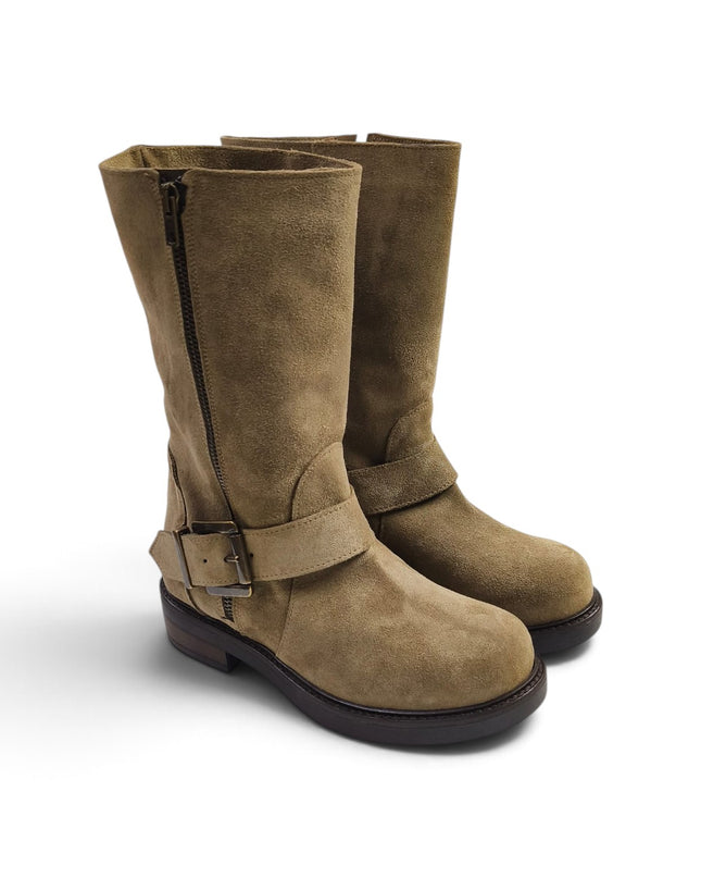 Stivale Donna Biker in Camoscio Beige | Luis Anne MARY B2 STEPPA Luis Anne 