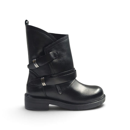 Stivaletto Donna Biker in Pelle Nero | Luis Anne MARY C3 BLACK Luis Anne 