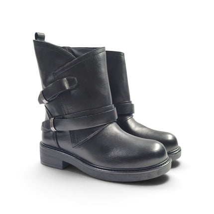 Stivaletto Donna Biker in Pelle Nero | Luis Anne MARY C3 BLACK Luis Anne 