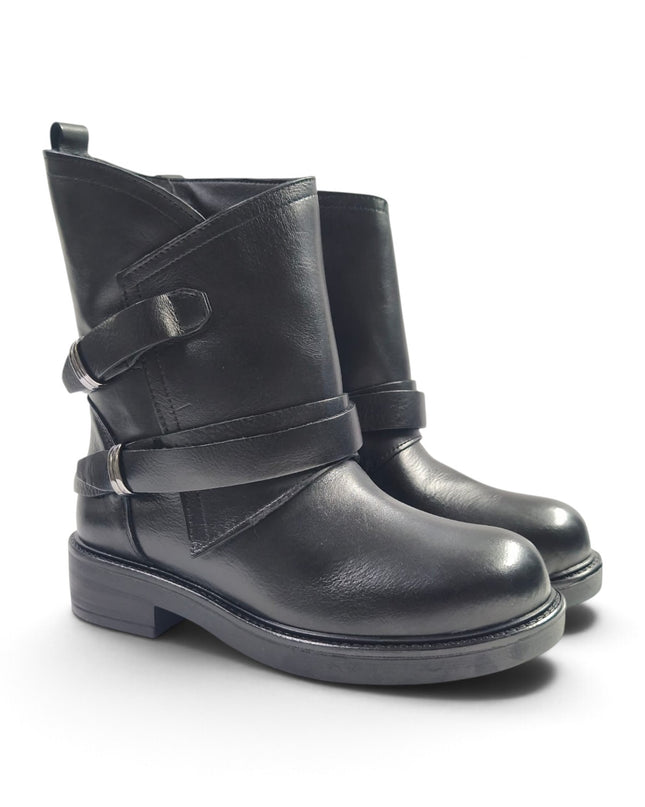 Stivaletto Donna Biker in Pelle Nero | Luis Anne MARY C3 BLACK Luis Anne 