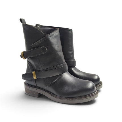Stivaletto Donna Biker in Pelle Testa di Moro | Luis Anne MARY C3 BROWN Luis Anne 