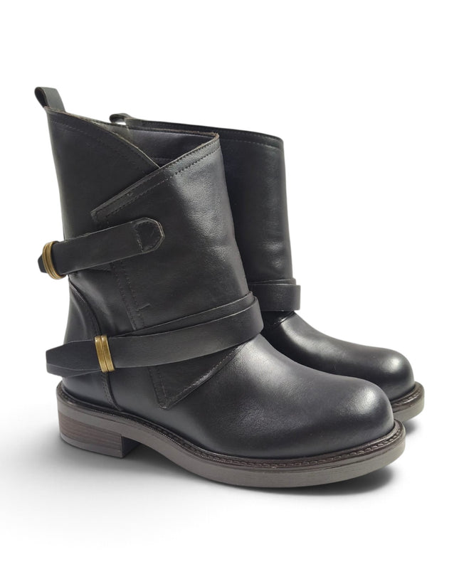 Stivaletto Donna Biker in Pelle Testa di Moro | Luis Anne MARY C3 BROWN Luis Anne 
