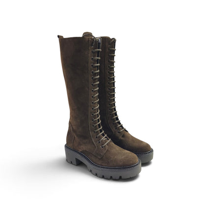 Anfibio Stivale Donna con Lacci e Zip in Camoscio Marrone | Luis Anne ROSY 33 BROWN Luis Anne 