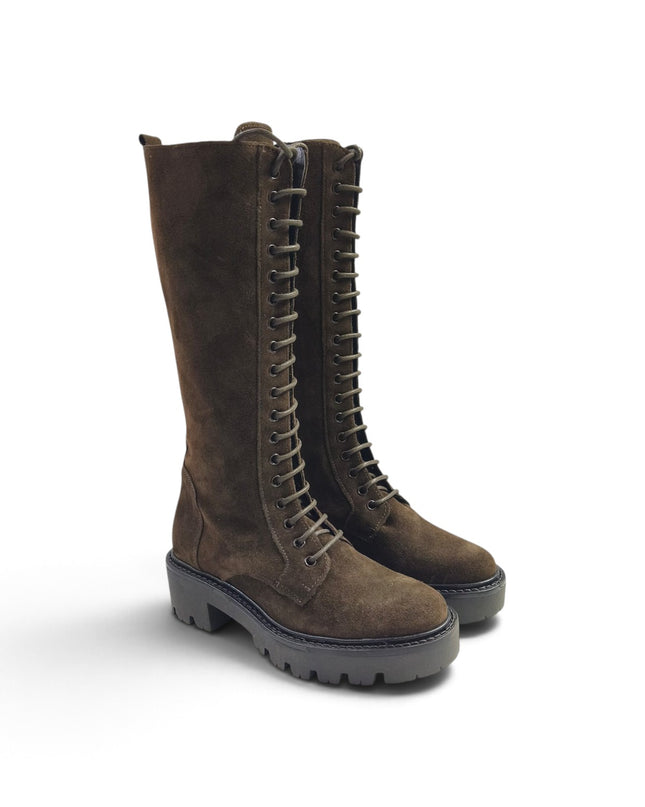 Anfibio Stivale Donna con Lacci e Zip in Camoscio Marrone | Luis Anne ROSY 33 BROWN Luis Anne 