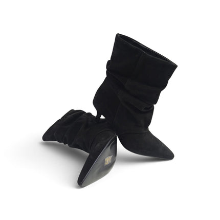 Stivaletto Donna Tubolare Tacco Rocchetto in Camoscio Nero | Luis Anne SARAH TR BLACK Luis Anne 