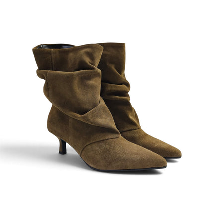 Stivaletto Donna Tubolare Tacco Rocchetto in Camoscio Cuoio | Luis Anne SARAH TR STEPPA Luis Anne 