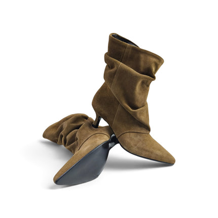 Stivaletto Donna Tubolare Tacco Rocchetto in Camoscio Cuoio | Luis Anne SARAH TR STEPPA Luis Anne 