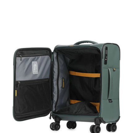 Mandarina Duck Trolley da Cabina Bagaglio a Mano Valigia 4 Ruote Deep Green Verde OSV01 ECO COATED DEEP GREEN Mandarina Duck 