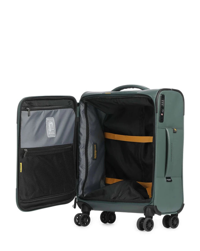 Mandarina Duck Trolley da Cabina Bagaglio a Mano Valigia 4 Ruote Deep Green Verde OSV01 ECO COATED DEEP GREEN Mandarina Duck 