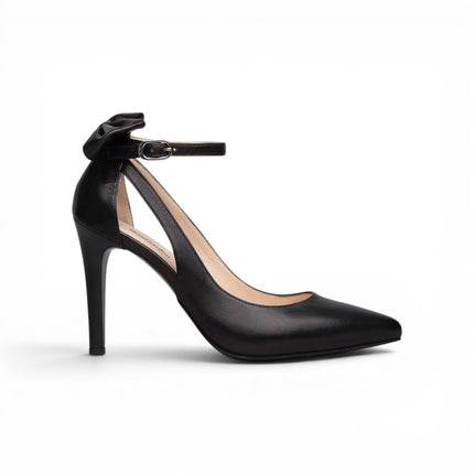 Nero Giardini Decollete Donna con Fiocco Cinturino e Tacco Stiletto in Pelle Nera E211072DE NERO 100 Nero Giardini 