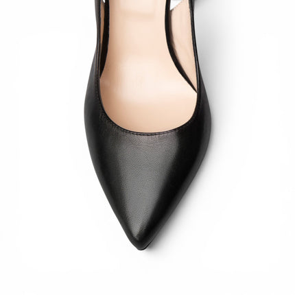 Nero Giardini Decollete Donna con Fiocco Cinturino e Tacco Stiletto in Pelle Nera E211072DE NERO 100 Nero Giardini 