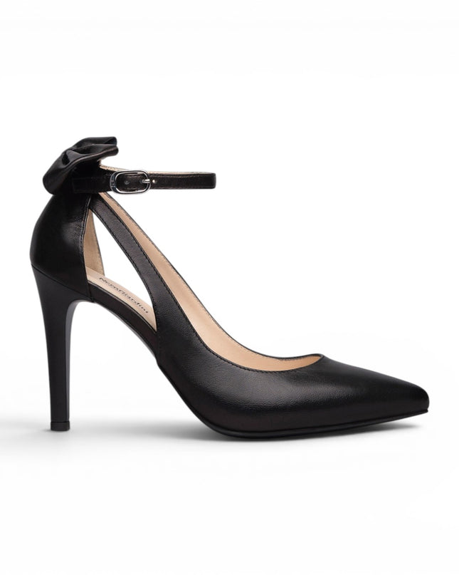 Nero Giardini Decollete Donna con Fiocco Cinturino e Tacco Stiletto in Pelle Nera E211072DE NERO 100 Nero Giardini 