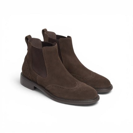 Stivaletti Chelsea Uomo in Camoscio Testa di Moro con Monogramma | Nero Giardini I601242U MORO 300 Nero Giardini 