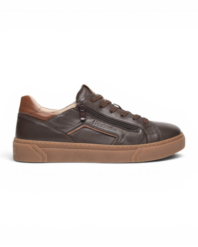 Nero Giardini Sneakers Bassa da Uomo con Lacci e Zip in Pelle Marrone I601350U MORO 300 Nero Giardini 