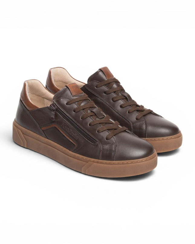 Nero Giardini Sneakers Bassa da Uomo con Lacci e Zip in Pelle Marrone I601350U MORO 300 Nero Giardini 