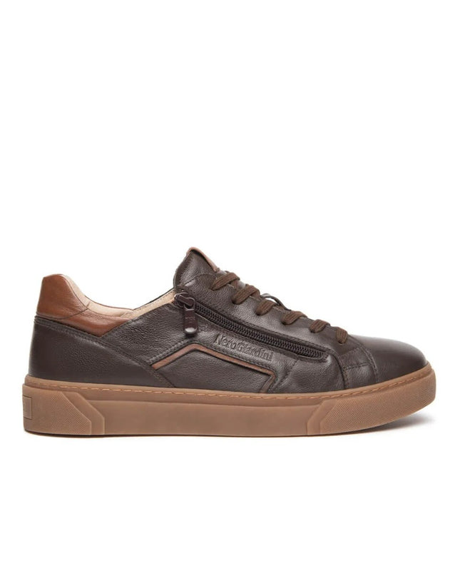 Nero Giardini Sneakers Bassa da Uomo con Lacci e Zip in Pelle Marrone I601350U MORO 300 Nero Giardini 
