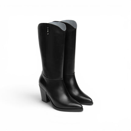Sivale Texano Donna con Tacco Alto in Pelle Nera | NeroGiardini I617143D NERO 100 Nero Giardini 