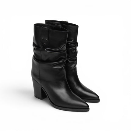 Sivale con Risvolto Texano Donna con Tacco Alto in Pelle Nera | NeroGiardini I617146D NERO 100 Nero Giardini 