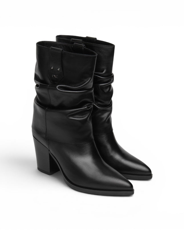 Sivale con Risvolto Texano Donna con Tacco Alto in Pelle Nera | NeroGiardini I617146D NERO 100 Nero Giardini 