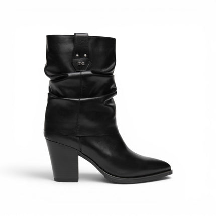 Sivale con Risvolto Texano Donna con Tacco Alto in Pelle Nera | NeroGiardini I617146D NERO 100 Nero Giardini 