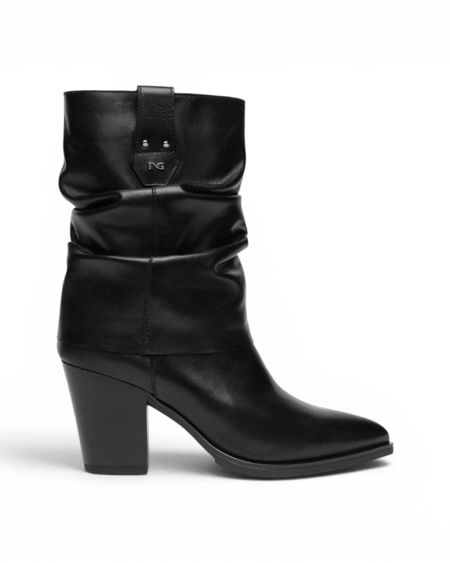 Sivale con Risvolto Texano Donna con Tacco Alto in Pelle Nera | NeroGiardini I617146D NERO 100 Nero Giardini 