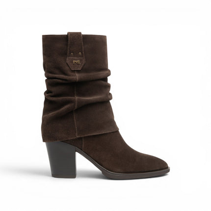 Sivale Tubolare con Risvolto Donna con Tacco Alto in Camoscio Moro | NeroGiardini I617147D MORO 300 Nero Giardini 
