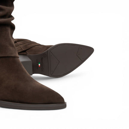 Sivale Tubolare con Risvolto Donna con Tacco Alto in Camoscio Moro | NeroGiardini I617147D MORO 300 Nero Giardini 