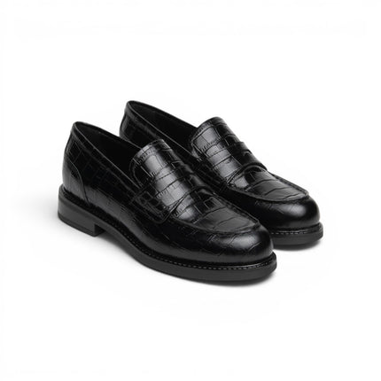 Mocassini College Donna in Pelle Nera Stampa Cocco | Nero Giardini I617165D NERO 100 Nero Giardini 