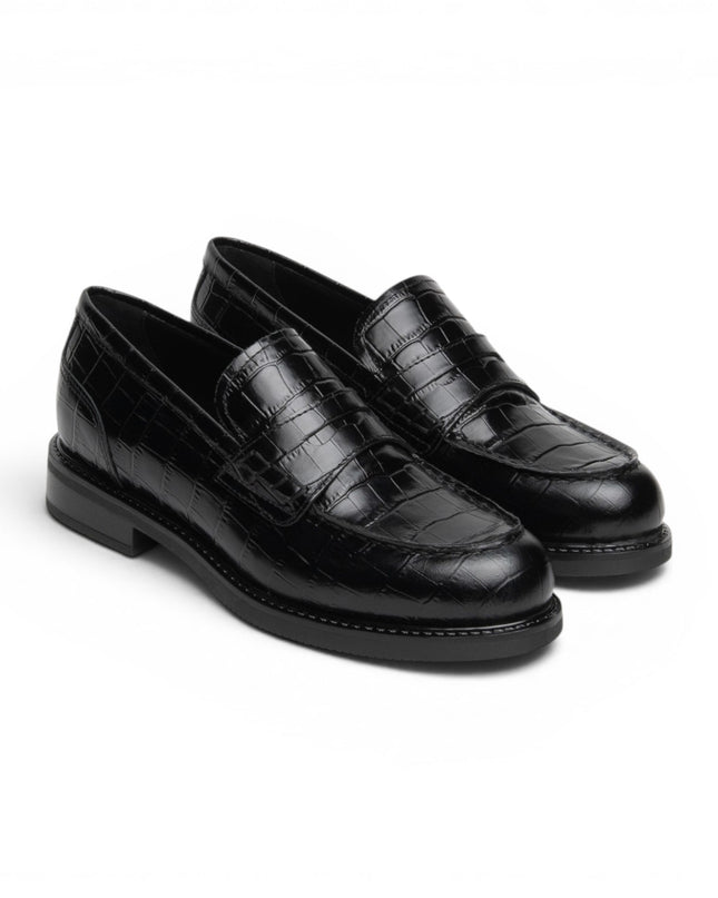 Mocassini College Donna in Pelle Nera Stampa Cocco | Nero Giardini I617165D NERO 100 Nero Giardini 