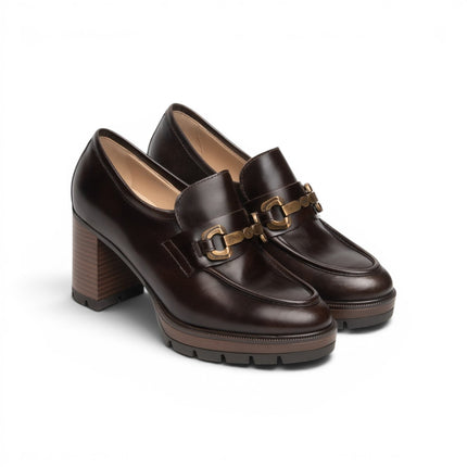 Mocassino Donna con Tacco Alto e Plateau in Pelle Moro | Nero Giardini I617181D MORO 300 Nero Giardini 