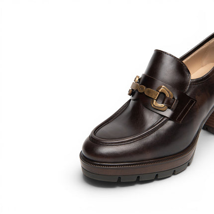 Mocassino Donna con Tacco Alto e Plateau in Pelle Moro | Nero Giardini I617181D MORO 300 Nero Giardini 