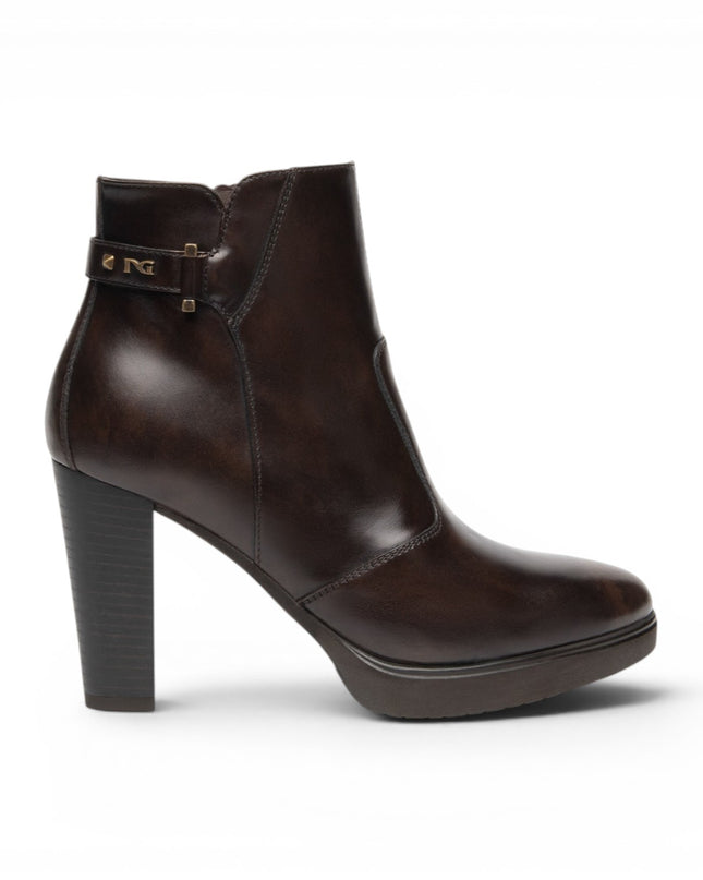 Stivaletti Tronchetti Donna con Tacco Alto e Plateau in Pelle Caffe Marrone | NeroGiardini I617271D CAFFE 301 Nero Giardini 