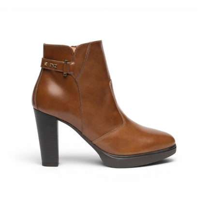 Stivaletti Tronchetti Donna con Tacco Alto e Plateau in Pelle Cuoio | NeroGiardini I617271D CUOIO 400 Nero Giardini 