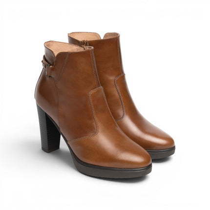 Stivaletti Tronchetti Donna con Tacco Alto e Plateau in Pelle Cuoio | NeroGiardini I617271D CUOIO 400 Nero Giardini 