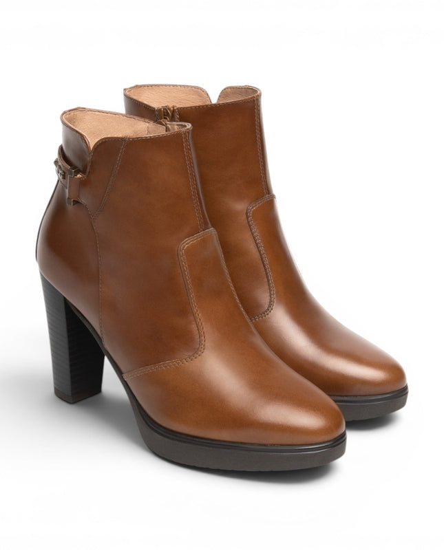 Stivaletti Tronchetti Donna con Tacco Alto e Plateau in Pelle Cuoio | NeroGiardini I617271D CUOIO 400 Nero Giardini 