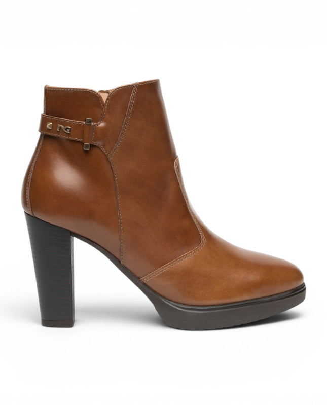 Stivaletti Tronchetti Donna con Tacco Alto e Plateau in Pelle Cuoio | NeroGiardini I617271D CUOIO 400 Nero Giardini 