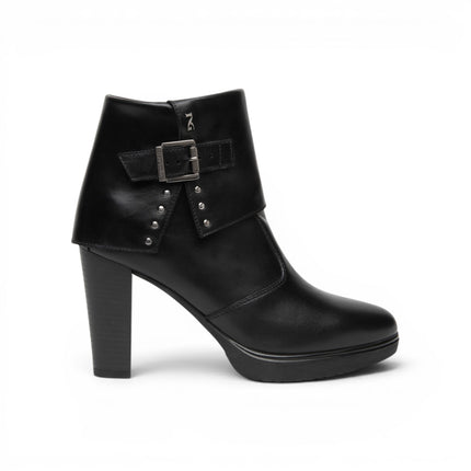 Stivaletti Donna con Risvolto Tacco Alto e Plateau in Pelle Nera | NeroGiardini I617273D NERO 100 Nero Giardini 