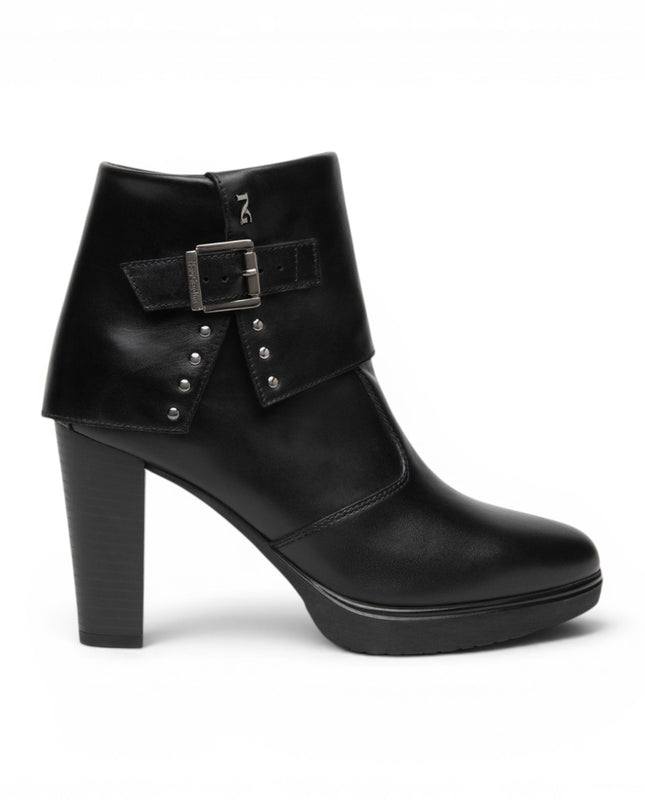 Stivaletti Donna con Risvolto Tacco Alto e Plateau in Pelle Nera | NeroGiardini I617273D NERO 100 Nero Giardini 