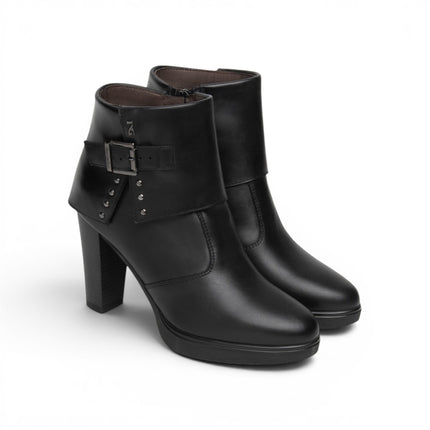 Stivaletti Donna con Risvolto Tacco Alto e Plateau in Pelle Nera | NeroGiardini I617273D NERO 100 Nero Giardini 