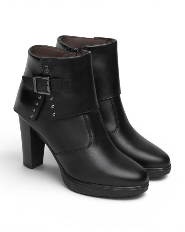 Stivaletti Donna con Risvolto Tacco Alto e Plateau in Pelle Nera | NeroGiardini I617273D NERO 100 Nero Giardini 