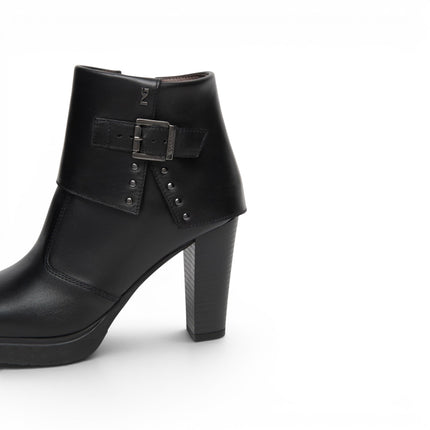 Stivaletti Donna con Risvolto Tacco Alto e Plateau in Pelle Nera | NeroGiardini I617273D NERO 100 Nero Giardini 
