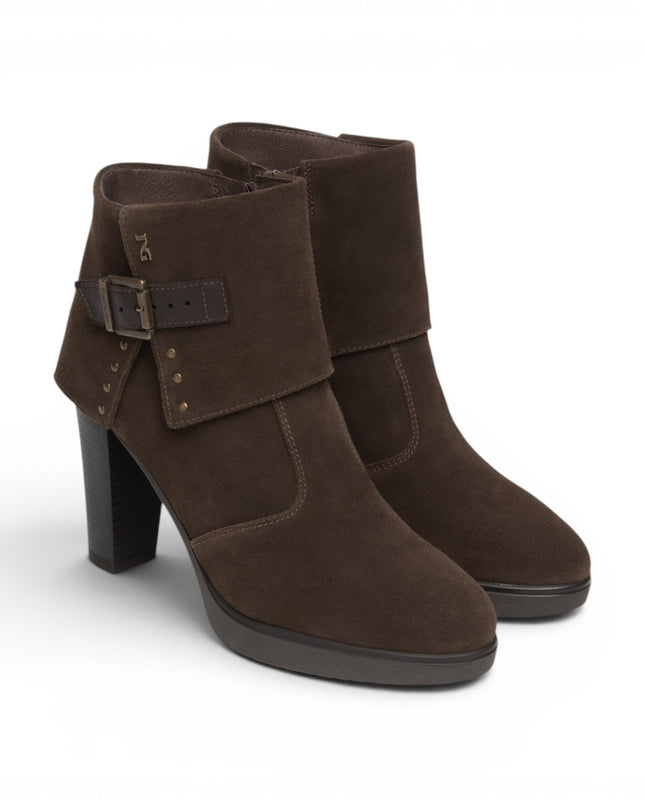 Stivaletti Donna con Risvolto Tacco Alto e Plateau in Camoscio Testa di Moro | NeroGiardini I617274D MORO 300 Nero Giardini 